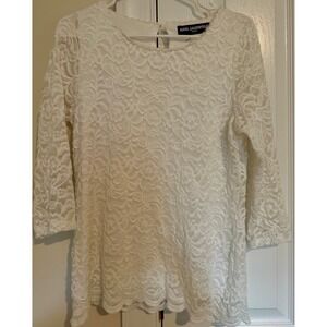 Women's Karl Lagerfield white lace‎ blouse size small